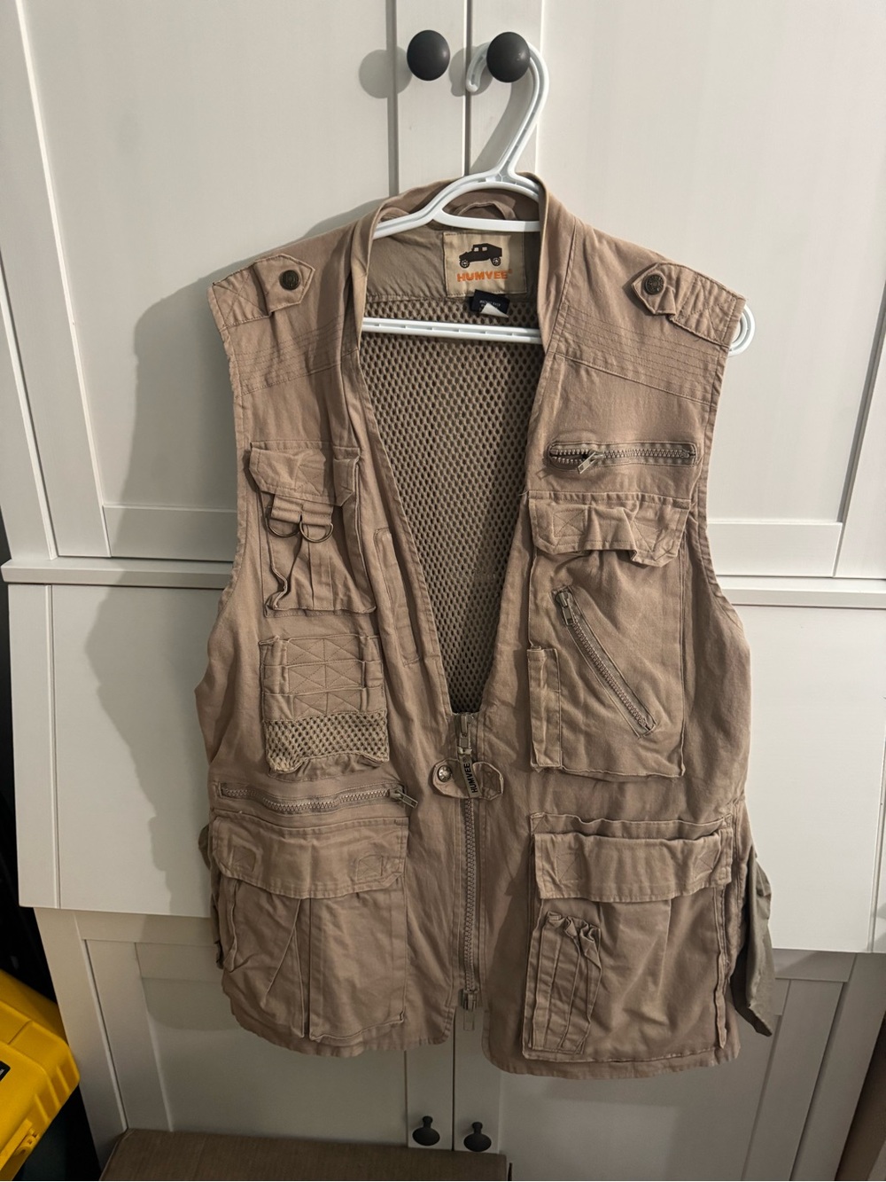 Humvee Men's Utility Vest in Beige - Multi-Pocket Outdoor Vest